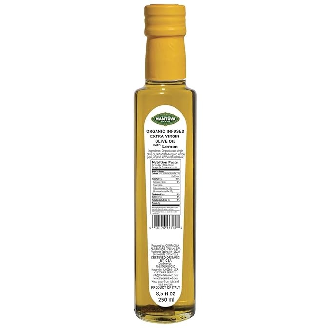 Mantova Organic Flavored Extra Virgin Olive Oil Variety Pack – Garlic Basil Chili and Lemon (8.5 oz Bottles Pack of 4) – Perfect for Cooking Dressing and a Great Gift Item