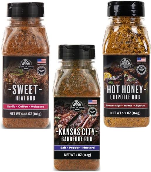 Pit Boss BBQ and Grill Seasoning with the exotic flavors + King Combo QR Code (Sweet Kansas City &amp Hot Honney (1 ea.))