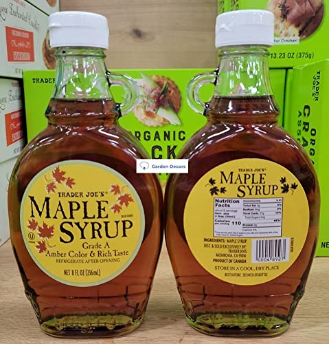Trader Joe’s Grade A Maple Syrup Amber Color &amp Rich Taste 8fl oz 236ml (Two Bottles)