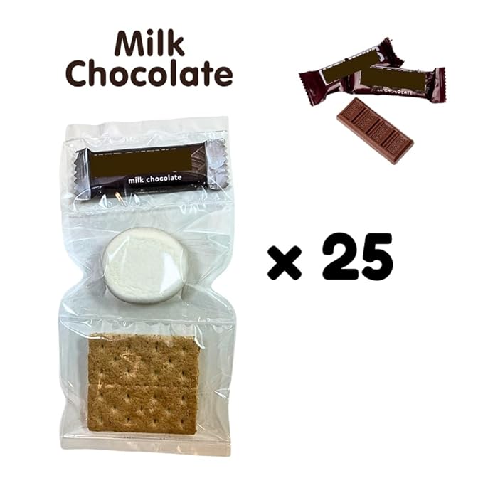 WBB | SMORES KIT STRIP | Individually packaged set : Graham Crackers Marshmallow Chocolate | Make delicious smores (25 sets) (25 units Milk)