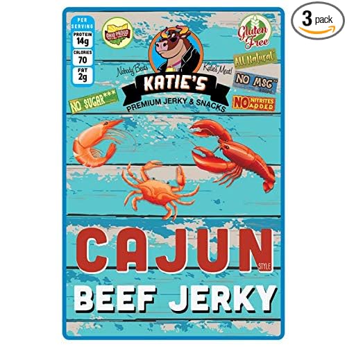Sugar Free Cajun Beef Jerky - (3 Pack) Mild - Gluten Free - Sugar Free - All Natural