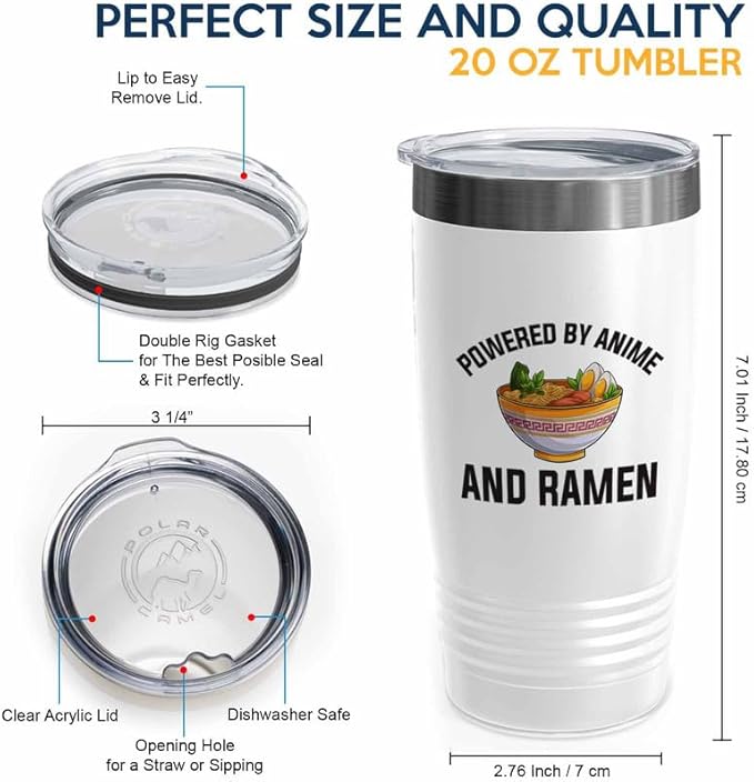 Ramen Lover White Edition Tumbler 20oz - Powered by anime - Food Lovers chicken pumpkin vegan pantry spicy noodles