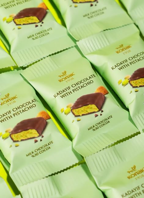 400 Count of Mini Dubai Chocolate Kunafa Pistachio Bar - Pistachio Chocolate Bars with Shredded Phyllo Dough - Fresh Daily Production Perfect for Gifting - 10 lbs/Aprox 400 Pieces