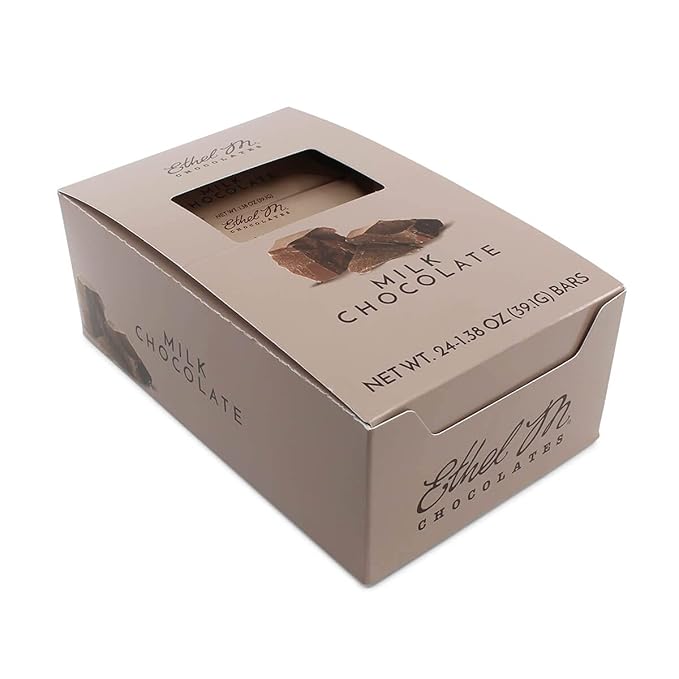 Ethel M Chocolates Premium Milk Chocolate Bars Individually Wrapped Chocolate Candy Bars for Gifting Holidays &amp Everyday Indulgence (24 Pieces)