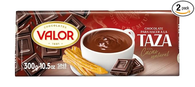 Valor. Hot Chocolate. Chocolate a la Taza Bar. 300g (10.58oz). Pack of 2