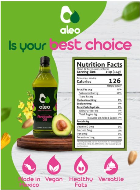 ALEO Cooking blend avocado oil Keto Perfect for frying grilling roasting &amp baking Can help to keep your heart strong avocado oil for cooking vegetable oil 32.1 O/950 ml