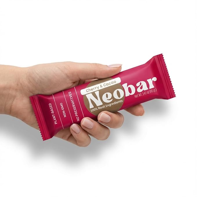 NEOBAR Fruit and Nut Bars - Plant-Based Vegan Snack Bars Gluten Free Dairy Free Snacks No Added Sugar No Preservatives Non-GMO | Cherry &amp Cacao12 Count