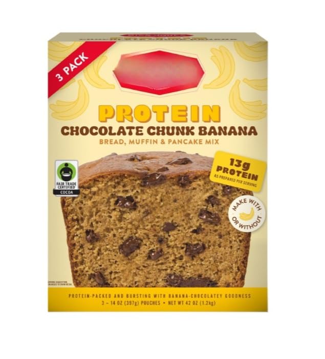 Protein Banana Chocolate Chunk Bread Pancake and Muffin Mix 3 bags each14 oz (Banana)