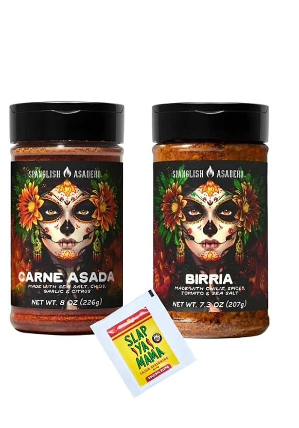 Mexican Traditional Seasoning Mix Asadero-Style Spice Blend for Chicken Beef Pork and Vegetables with Bonus Slap Ya Mama Seasoning Packet (7.3 oz Carne Asada/Birria)