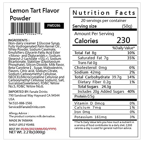 Fanale Premium Lemon Tart Bubble Tea Flavoring Powder | Perfect for Baking Smoothies Desserts and Drinks | Instant Flavoring Powder for Boba Milk Tea - 2.2 Pounds (Pack of 1)