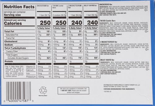 SNICKERS TWIX MILKY WAY &amp 3 MUSKETEERS Individually Wrapped Variety Pack Full Size Milk Chocolate Candy Bars Bulk Assortment 33.31 oz 18 Bars (Pack of 2)