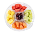 Fruit Tray Ready to eat party platter with freshly cut cantaloupe honeydew pineapple and watermelon and grapes. Ready to serve and great for hosting events. Reduce the amount of prep work needed
