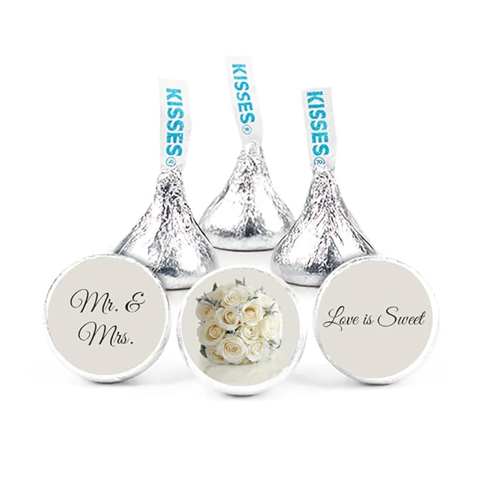 90 Pcs Personalized Wedding Candy Favors Kisses with DIY Stickers Bulk Chocolate - Floral Bouquet
