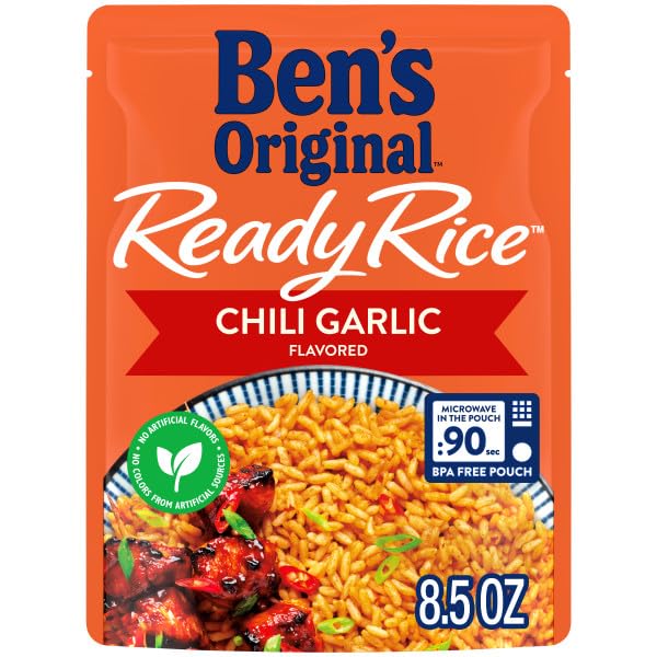 Ben’s Original Ready Rice Chili Garlic Flavored Rice Easy Dinner Side 8.5 oz Pouch (Pack of 12)