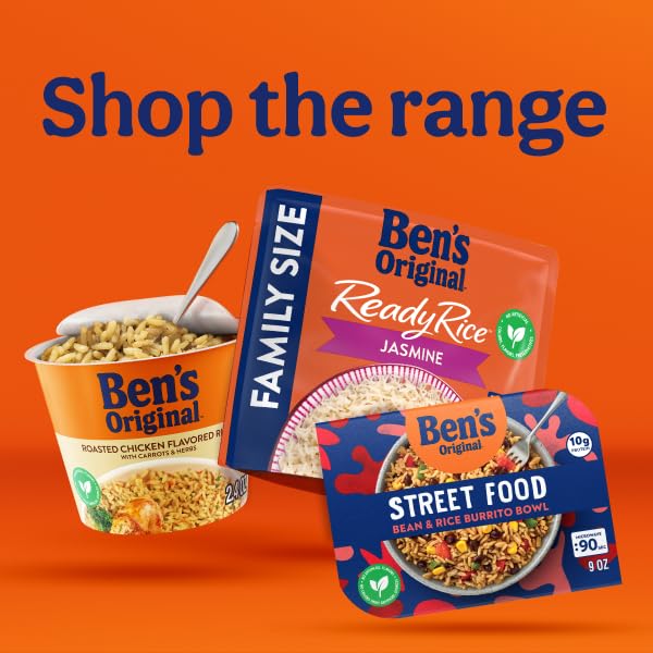 BEN'S ORIGINAL READY RICE Roasted Chicken Flavored Family Size Rice Easy Dinner Side 17.3 oz Pouch (Pack of 6)