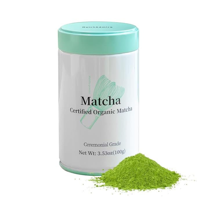 MatchAdmire Ceremonial Grade Matcha Powder Organic Green Tea Powder Rich Flavor100% Vegan with No Fillers Radiation-Free 3.53oz Tin
