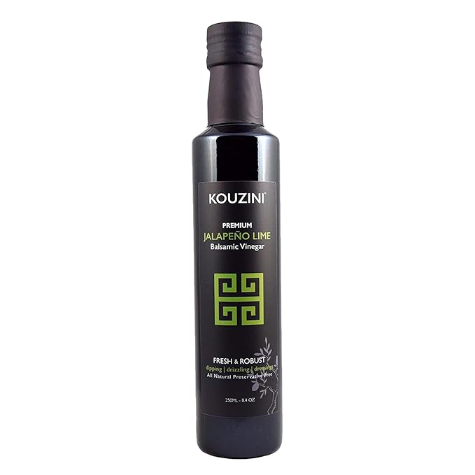 Kouzini Ultra Premium Jalapeno Lime Balsamic Vinegar Aged Balsamic Vinegars from Modena Italy Premium Smooth &amp Full-Bodied Flavor 250ml Bottle