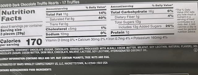 B BBO Brand DOVE Dark Chocolate Truffle Hearts 17 count 5.82 Ounce Valentine's Day Tin and Teddy Bear Full Size