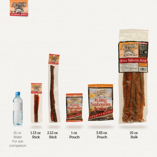 Alaska's Best Wild Salmon Jerky 1 oz. Stick - Peppered (6 Sticks)