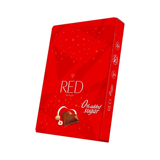 Red Delight Hazelnut and Macadamia Milk Chocolate Snack Bars - Pack of 24 Diamond-Shaped Milk Chocolates (22.08oz) with Rich Cocoa Flavor - European-Style Chocolates - No Added Sugar and Kosher