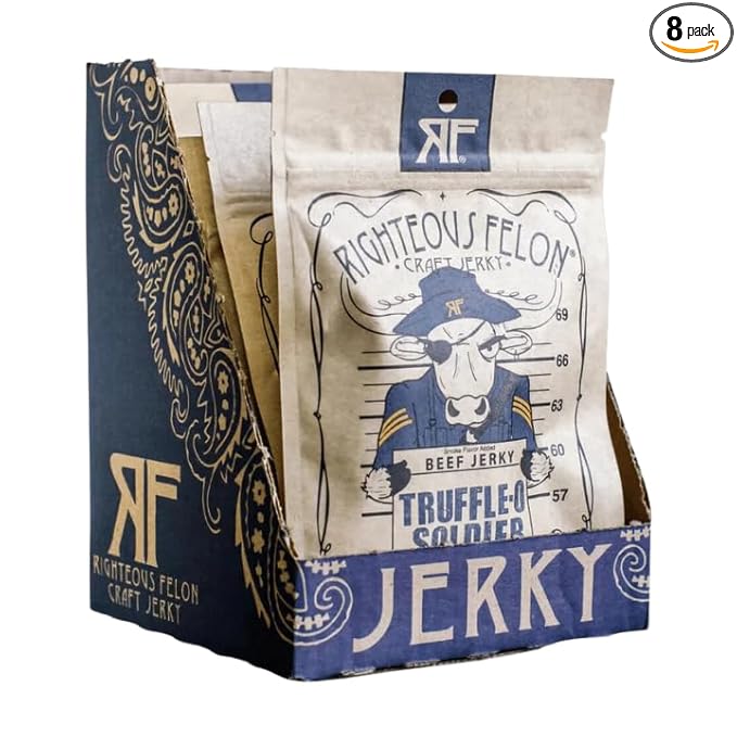 Righteous Felon Craft Jerky Snack Truffle-O-Bill Beef Jerky Made in America 2 Ounce (Pack of 8)