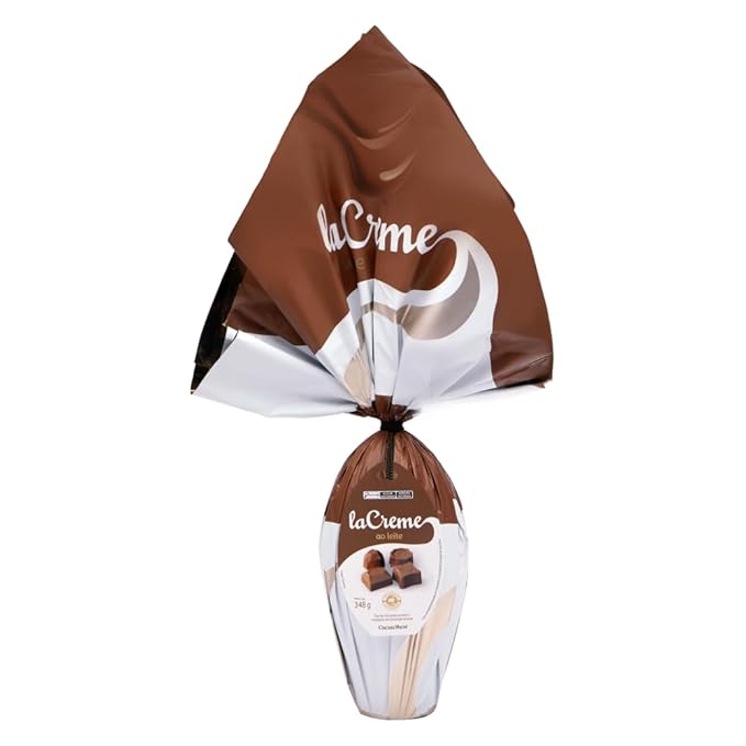 Cacau Show laCreme Milk Chocolate Easter Egg 348g (12.27 oz) with 4 laCreme Bonbons – Creamy Brazilian Milk Chocolate – Premium Easter Gift