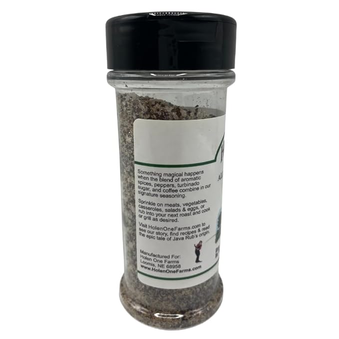 Holen One | Java Rub and Seasoning | Roast and Rib Rub | Coffee Rub | Bold Flavor | Gluten Free | No MSG | Sea Salt | Use on Ribs Roasts Steaks Chicken and More | 5 oz Bottle | Pack of 6