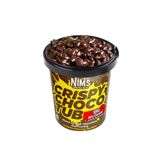 NIMS Crispy Choco Tub – Mixed Milk Chocolate &amp Cereal Crunchy Snack Multiple Flavours Sweet Party Treats Dessert Topping 8.82 oz (250 gm) pack of 8 one flavor each