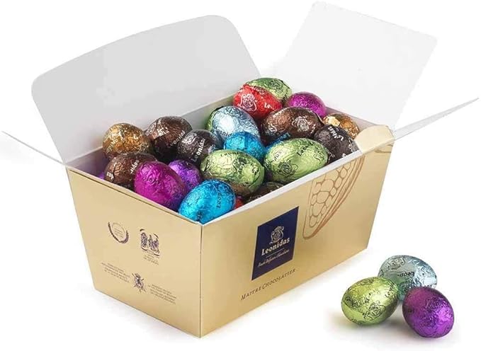 Leonidas Belgian Chocolates | Ballotin Box Easter Collection | Assorted Delicious Mini Easter Eggs | 19 different flavors | Imported fine Chocolate from Belgium (50 Chocolate Eggs)