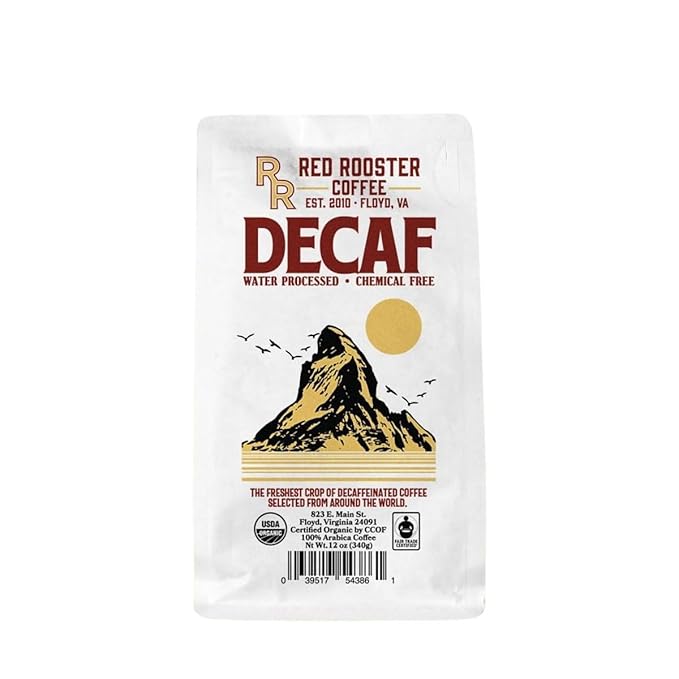 Organic Decaf - Roasted by Red Rooster Coffee - Whole Bean Coffee - 12 Ounce Bag