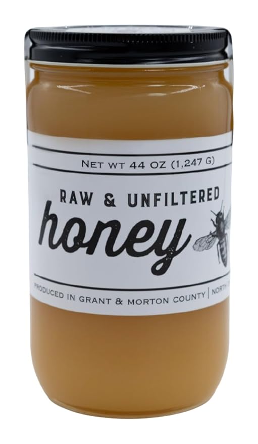 TJO Bees Raw and Unfiltered Honey 44 OZ Glass Jar