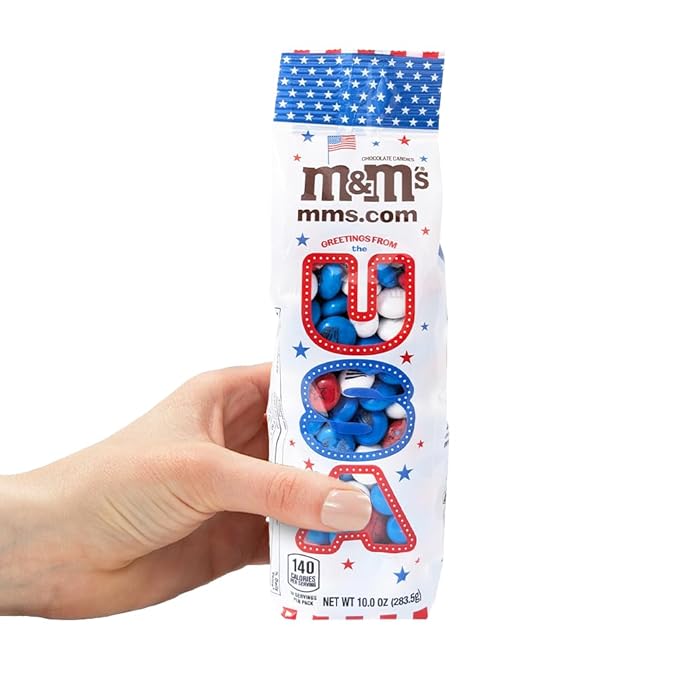M&ampM’S Patriotic Candy 3-Pack 10oz Bag of Red White and Blue Candy with Patriotic Design for Gifts Candy Bowls Party Décor