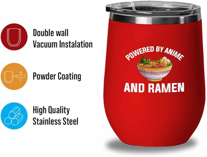Ramen Lover Pink Edition Wine Tumbler 12oz - Powered by anime - Food Lovers chicken pumpkin vegan pantry spicy noodles