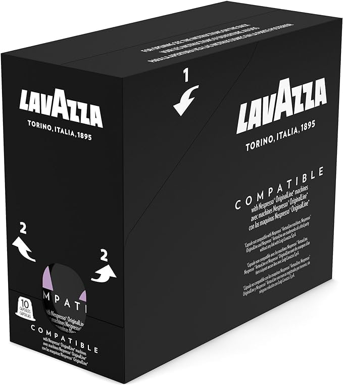 Lavazza Premium Coffee Corp Nespresso OriginalLine Compatible Capsules Avvolgente Espresso Lungo Dark Roast Coffee 10 ct