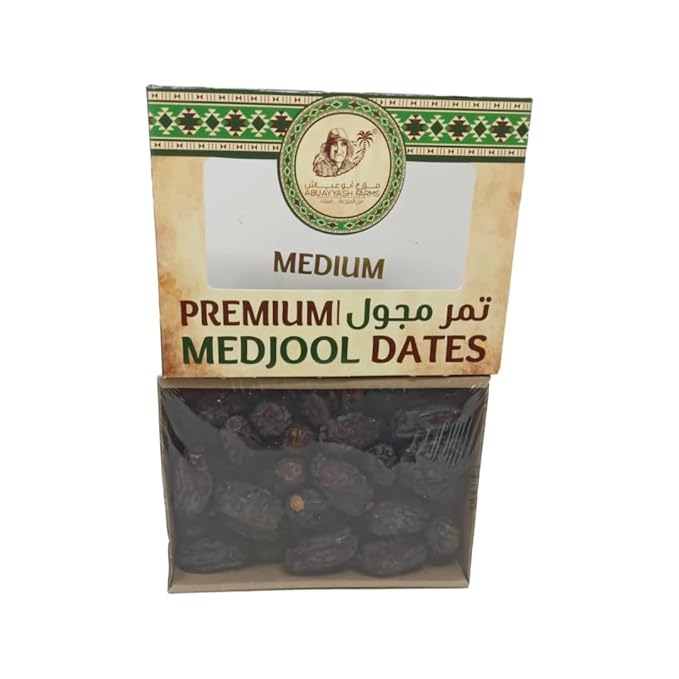 Abuayyash Farms Premium Medjool Dates 2 lb (907g) Box Medium Size Whole Fruit Product of Jordan Naturally Sweet &amp High Fiber Healthy Snack
