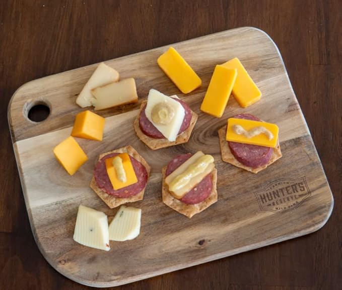 HUNTERS RESERVE - A REEL CATCH EXOTIC MEAT &amp CHEESE COLLECTION - TACKLE BOX - VENISON ELK WILD BOAR SHARP CHEDDAR CHEESE STONE GROUND MUSTARD