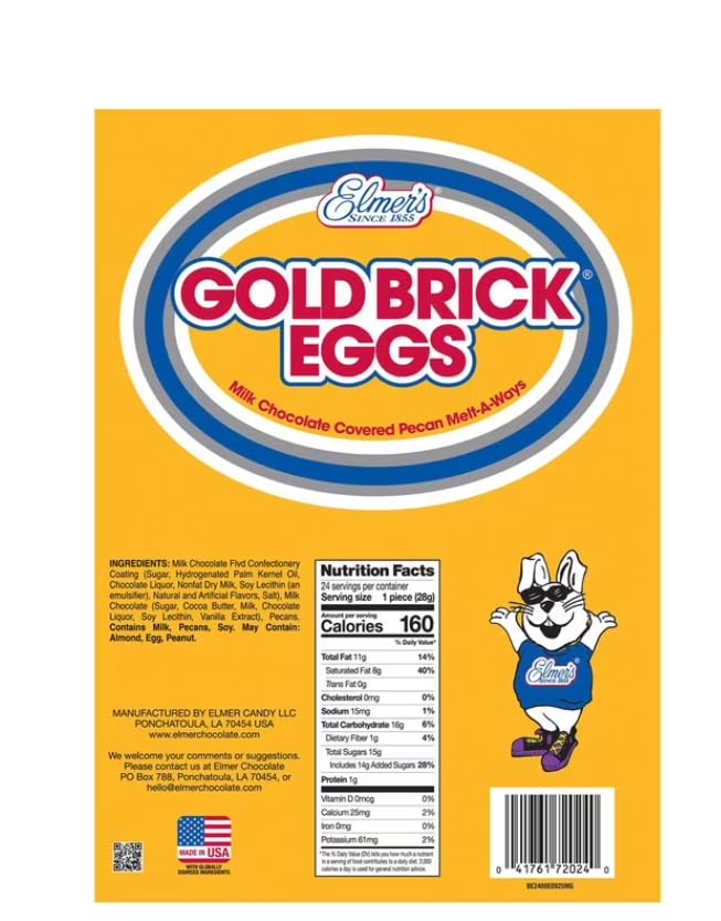 Emer's Easter Chocolate Eggs Assortment Gold Brick Heavenly Hash Pecan Individually Wrapped 10 Count (Milk Chocolate Gold Brick)