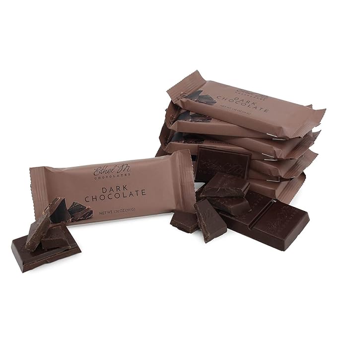 Ethel M Chocolates Premium Dark Chocolate Bars Individually Wrapped Chocolate Candy Bars for Gifting Holidays &amp Everyday Indulgence (8 Pieces)