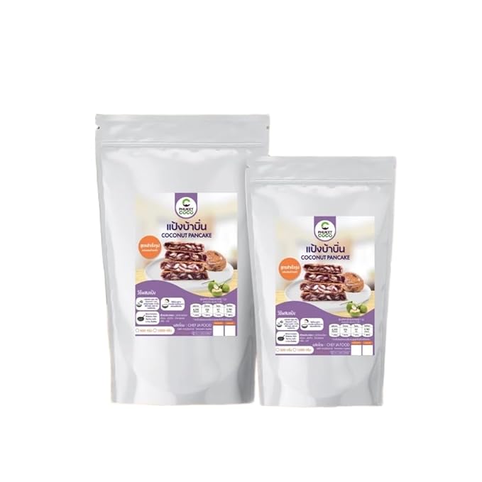 เชฟจ๋า Traditional Thai Coconut Pancake Mix – Pandan Flavor – Authentic Chewy Flour Blend for Ba Bin Desserts – Easy-to-Prepare Fragrant Snack (500g)