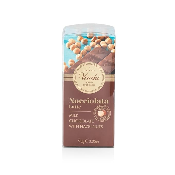 Venchi - Bundle of 6 Milk Chocolate and Hazelnut Bars 21.16 oz - 3.52oz each bar - Gluten Free - Family Pack