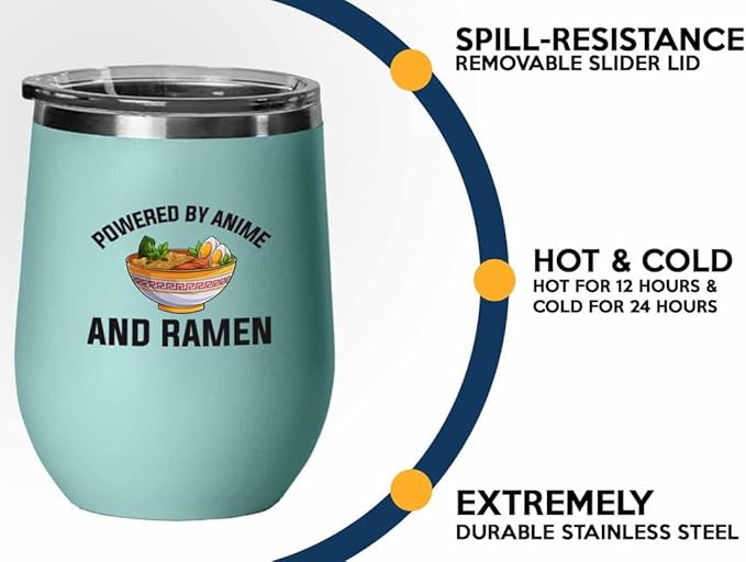 Ramen Lover Silver Edition Wine Tumbler 12oz - Powered by anime - Food Lovers chicken pumpkin vegan pantry spicy noodles