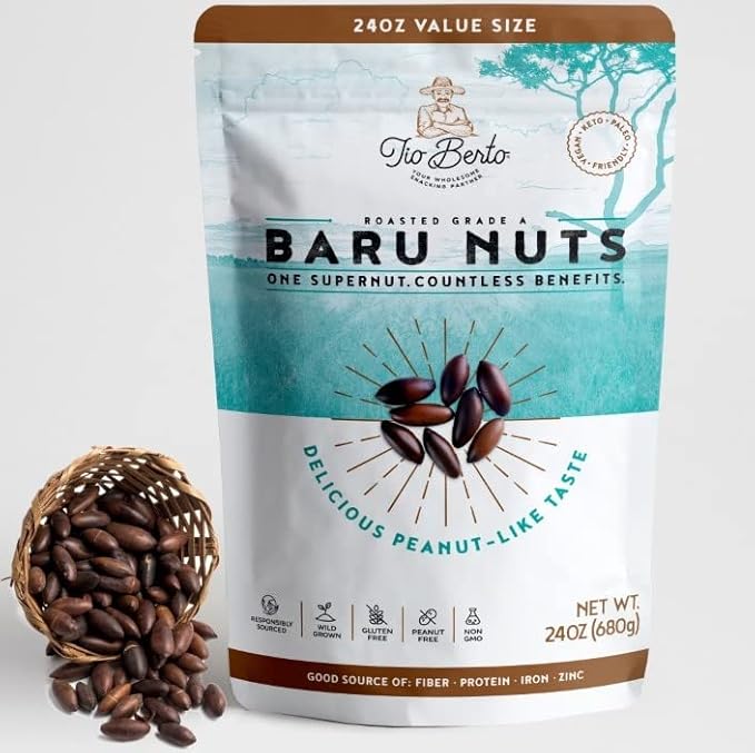 Keto Baru Nuts Roasted 1.5 Pound 24 oz Value Pack Exotic Gluten Free Snacks | Premium Wild Supernuts Superior to Organic Nuts | Suitable for Vegan Keto Peanut Free Diets | High Protein Snacks | Cru