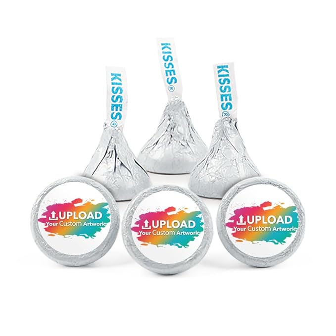 400ct Personalized Candy Promotional Items White Kisses with DIY Photo or Logo Stickers Chocolate Party Favors for Birthday Wedding