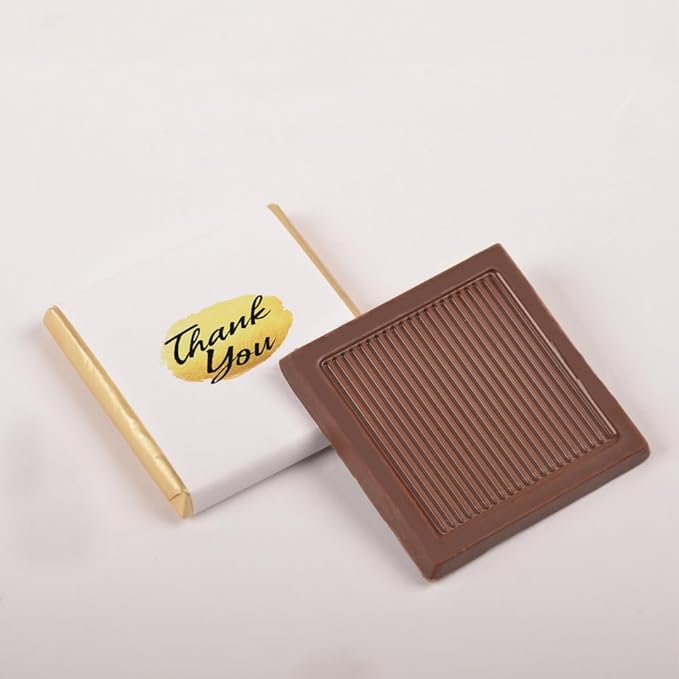 50 pcs Thank You Chocolates - Elegant Milk and Dark Chocolate Treats for Weddings Events Corporate Gifts and Special Occasions (Design 3 - milk)
