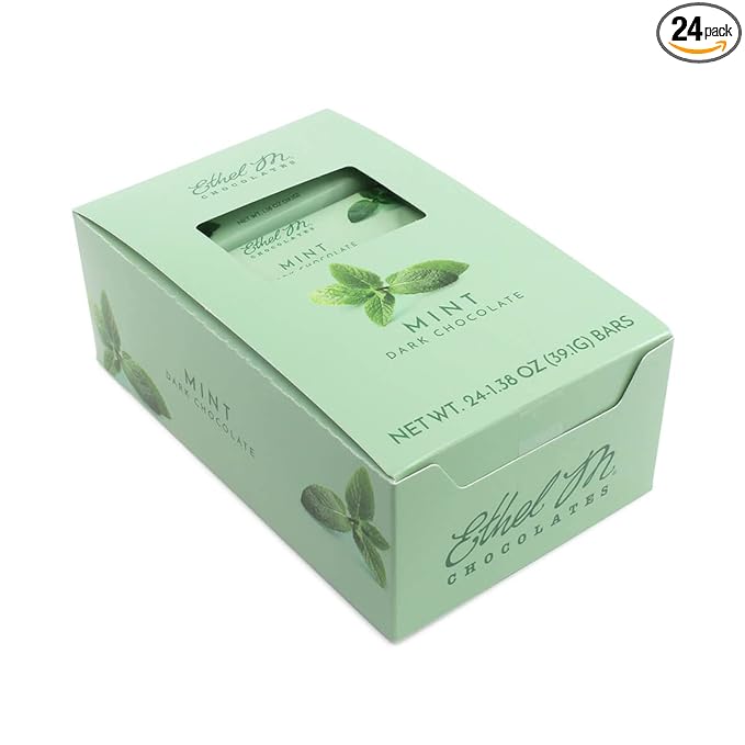Ethel M Chocolates Premium Dark Mint Chocolate Mint Bars Individually Wrapped Chocolate Candy Bars for Gifting Holidays &amp Everyday Indulgence (24 Pieces)