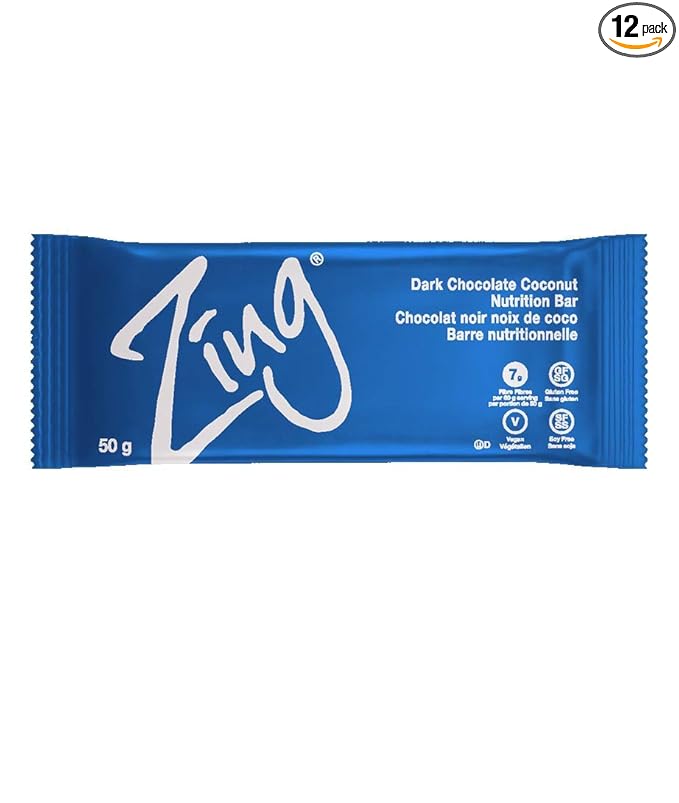 ZING Dark Chocolate Coconut Bar 1.76 Oz (Pack of 12)