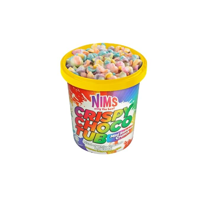 NIMS Crispy Choco Tub – Mixed Milk Chocolate &amp Cereal Crunchy Snack Multiple Flavours Sweet Party Treats Dessert Topping 8.82 oz (250 gm) pack of 8 one flavor each