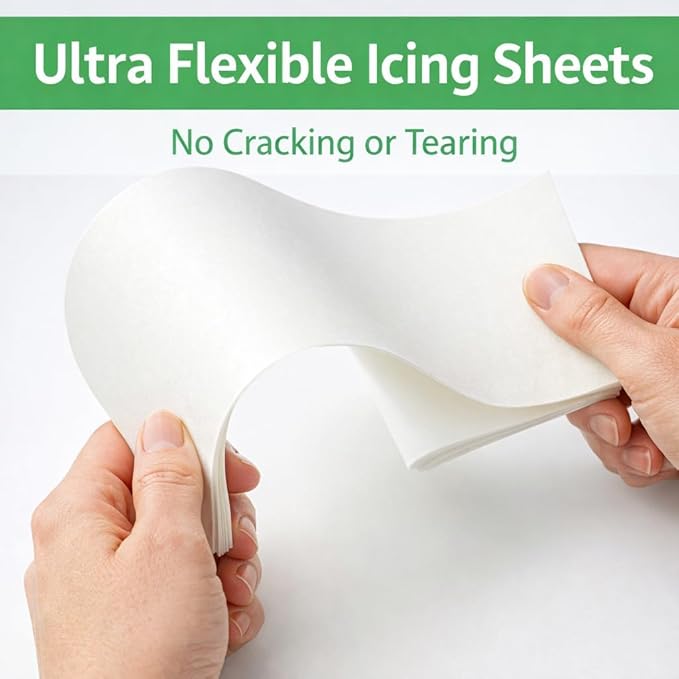 Oasis Supply Ultra Flexible Edible Icing Sheets – 25 Premium Frosting Sheets 8.5 x 11 Printable Edible Paper for Edible Ink Printers Cake Toppers Edible Images &amp Photo Cakes – Bright White Print
