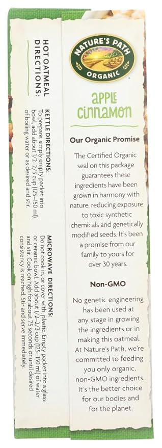 Nature's Path Apple Cinnamon Oatmeal Pouch 9x 8x1.75 Oz