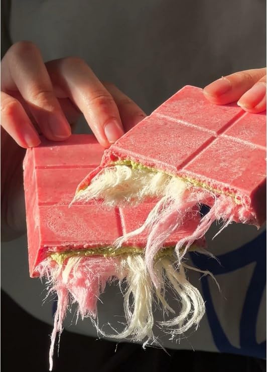 Angel Hair &amp Dubai Chocolate Gift Box – Kunafa Pistachio 200g + Chocolate Cotton Candy Bar 170g – Luxury Assorted Sweets with Strawberry &amp Pistachio – Holiday Birthday Celebration Treat (1-P